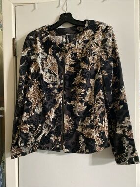 R Q T retro floral tapestry pattern, corduroy jacket